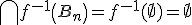 \bigcap f^{-1}\left(B_n\right)=f^{-1}(\emptyset)=\emptyset